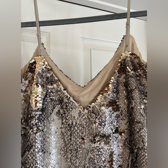 NWT Cupcakes & Cashmere Snakeprint Sequin Spaghetti Strap Mini Dress in Medium - Picture 4 of 16